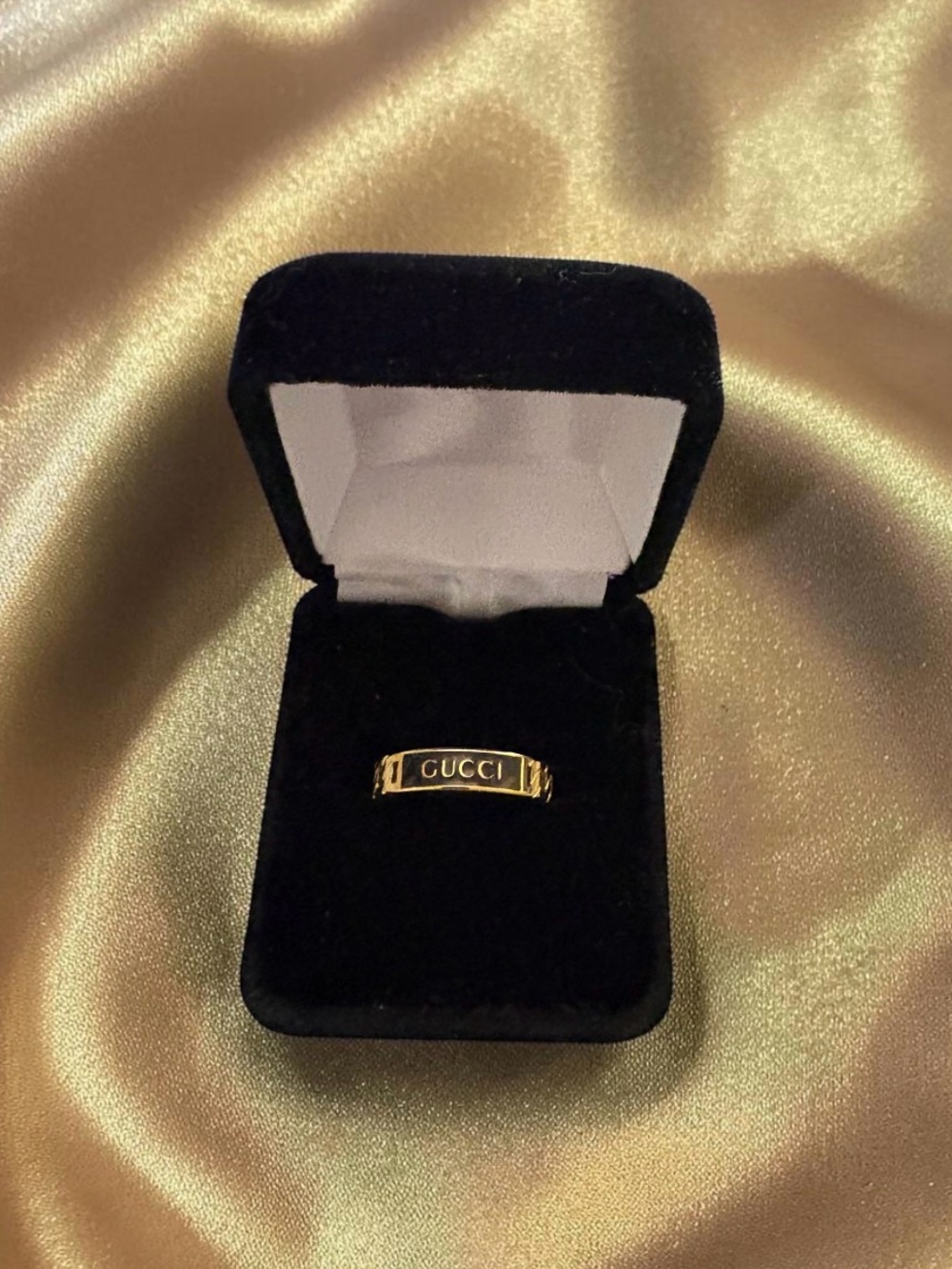 Gold-Tone Logo Band Ring